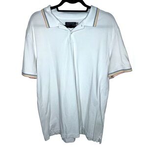 Banana Republic Men's White with Rainbow Stripes Polo Size XXL